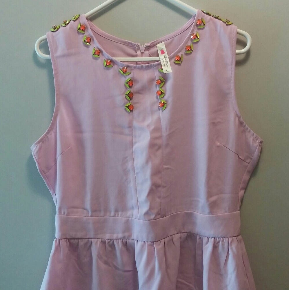 Modcloth Jeweled Collar Pink Top